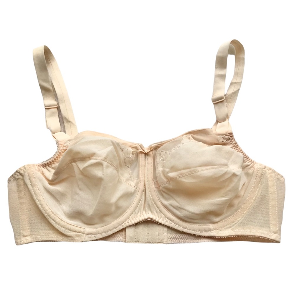 Vintage 70s Bali underwire bra nude silky sheer adjustable straps back closure